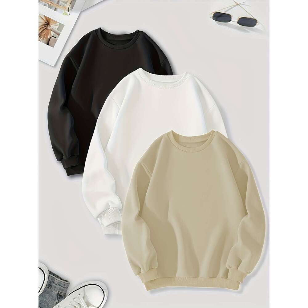 Packs Mixed Color Pullover Sweatshirts Casual Long Sleeve Crew Neck Sweatshirt Women S Clothing