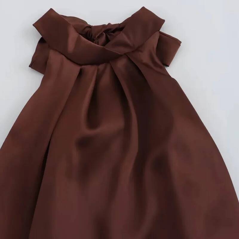 winter jacket women HXAO Halter Satin Long Women Tied Backless Brown Midi Summer Off Shoulder Party Dresses Pleated Evening Dress