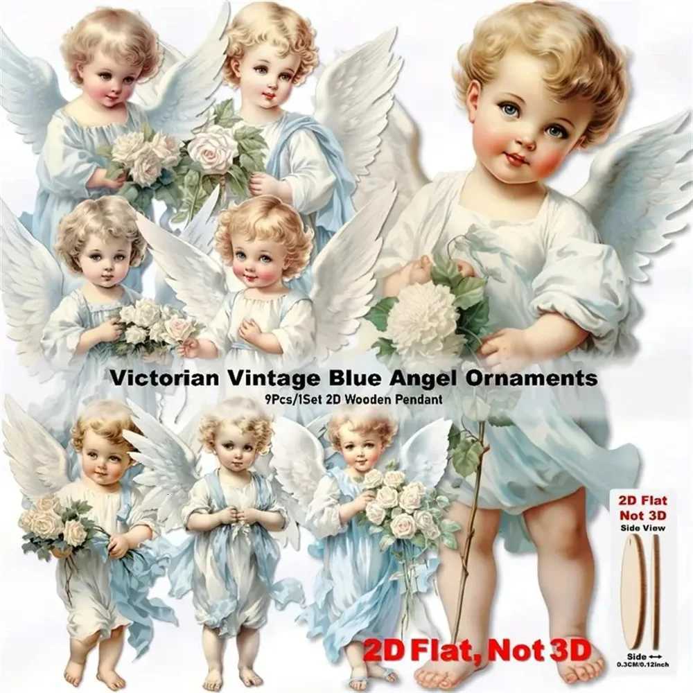 91236pcs Vintage Christmas Angel Wooden Pendants Artificial Wood Hanging Ornaments Perfect for Home Outdoor Holiday Decor C251030