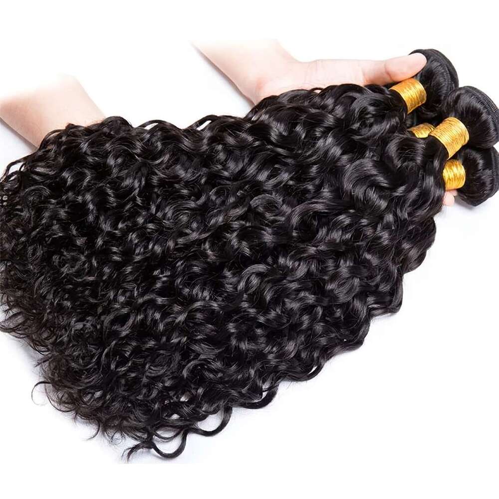 12A 32 34 36 Inch Unprocessed Brazilian Virgin Curly Weave 3 Real Human Hair Deep Wave Bundles For Women Natural Black