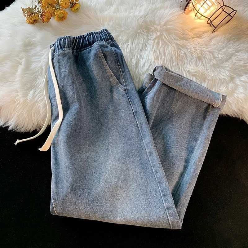 New Autumn Men Baggy Jeans Elastic Waist Korean Fashion Denim Wide Leg Pants Vintage Blue Trousers Streetwear Male Brand J251030
