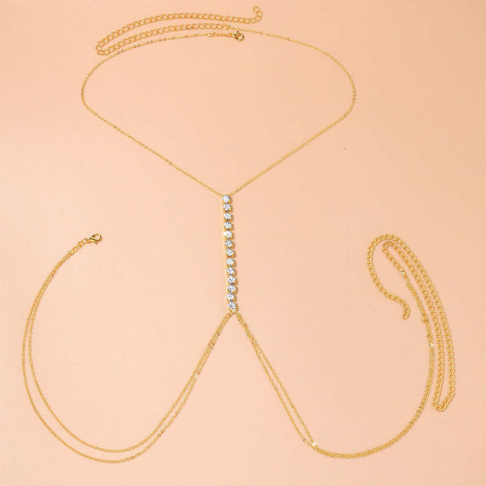 Fashionable Shiny Rhinestone Cross Sexy Body Versatile Waist Chain