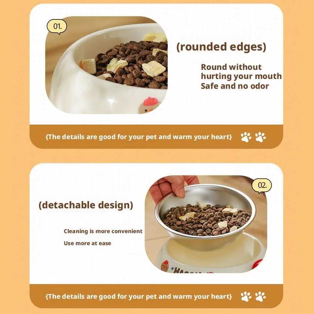 Stainless Steel Pet Bowl AntiSlip Elevated Design For Small CatsDogs Feeding Pet Dog Accessories J251113