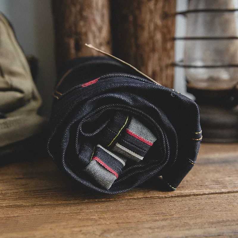 Maden Retro 145oz Selvedge Raw Denim for Mens Jeans with YKK Zipper Fly Embroidery Straight Jeans Classic Solid Color Trousers J251030