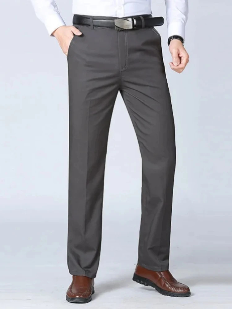 Mens Summer Thin Suit Pants Casual Autumn Thick 100 Cotton Classic Business Fashion Stretch Trousers Male Clothes GOZBKF 251028