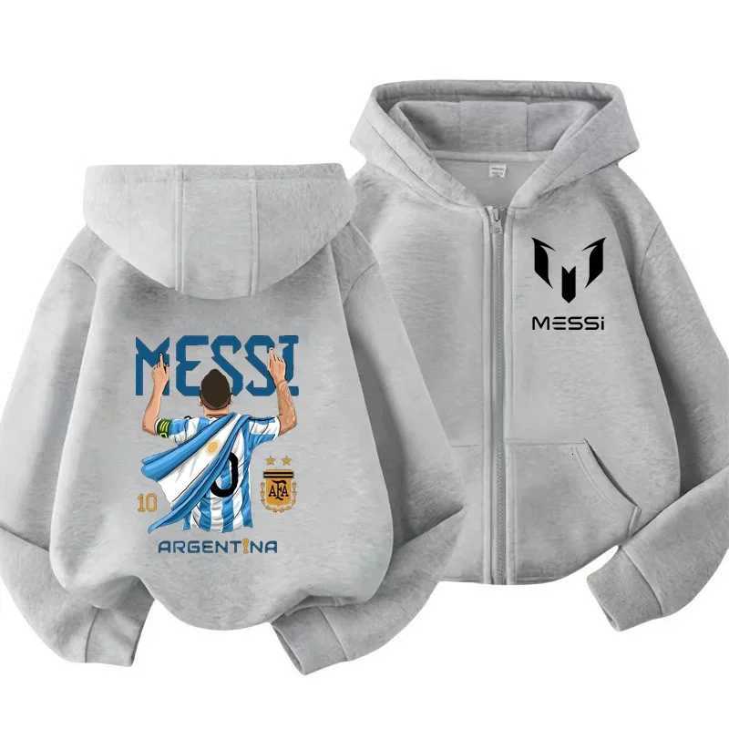 Messi Hoodie Childrens Clothing Spring Fall Long Sleeve Hooded Zipper Hoodie Sportswear Baby Boys 314 Years Old Football CoatT251030