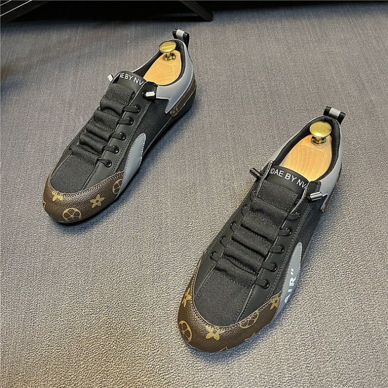 Free shipping new low cut fashionable printed casual shoes for men trendy and versatile one foot board shoes white and black 38-44