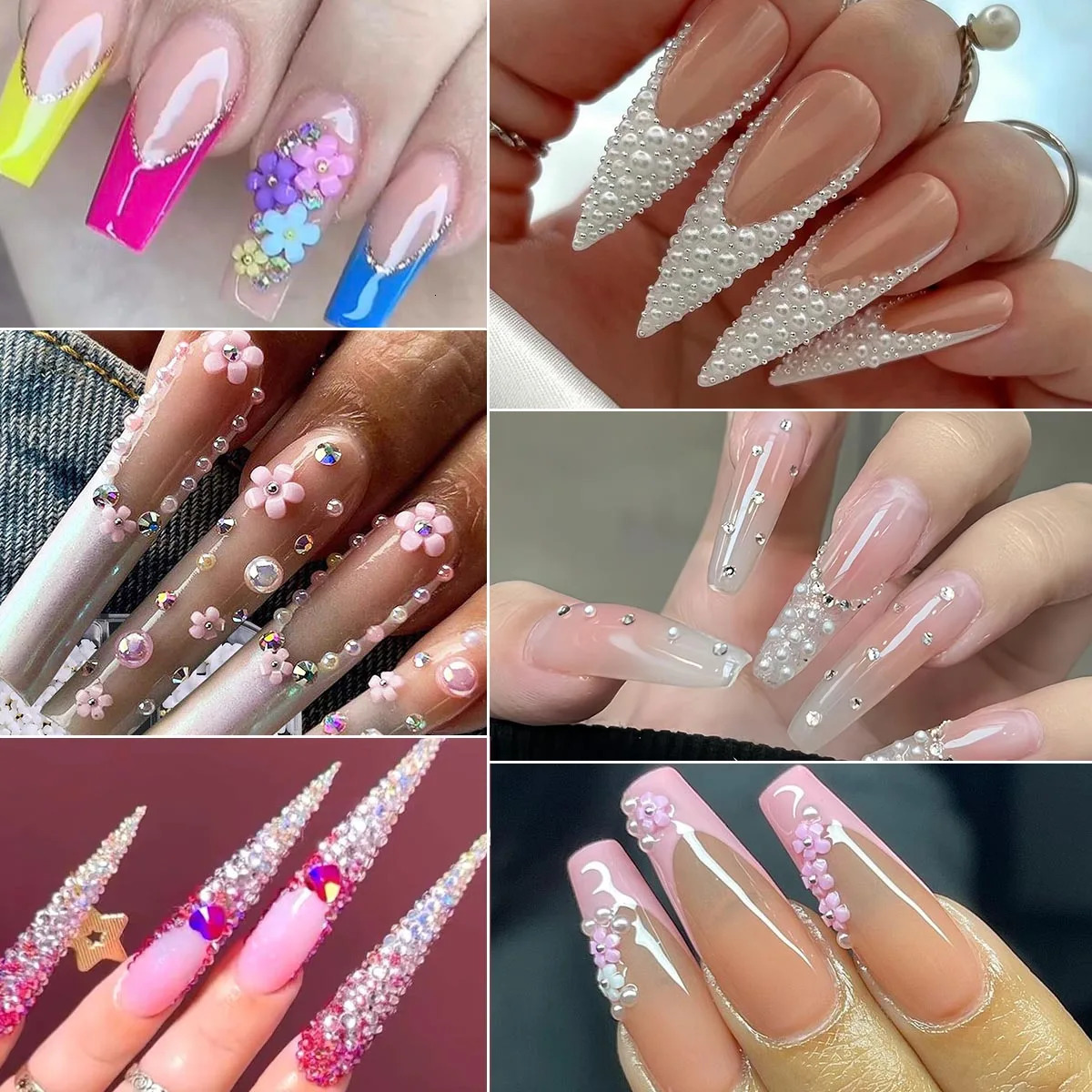 11 Boxes Of 3D Nail Decoration With Peaceful Bottom Pearls Flat Back Rhinestone Flowers Steel Balls Of Various Styles Of Resin 251027