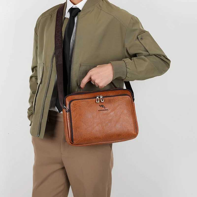 MenS Shoder Bag Briefcase PU Leather Cross Handbag Tote Cmuting Messenger Bolsas Crossbody Square Side Phe Pouch Bag M Y251011