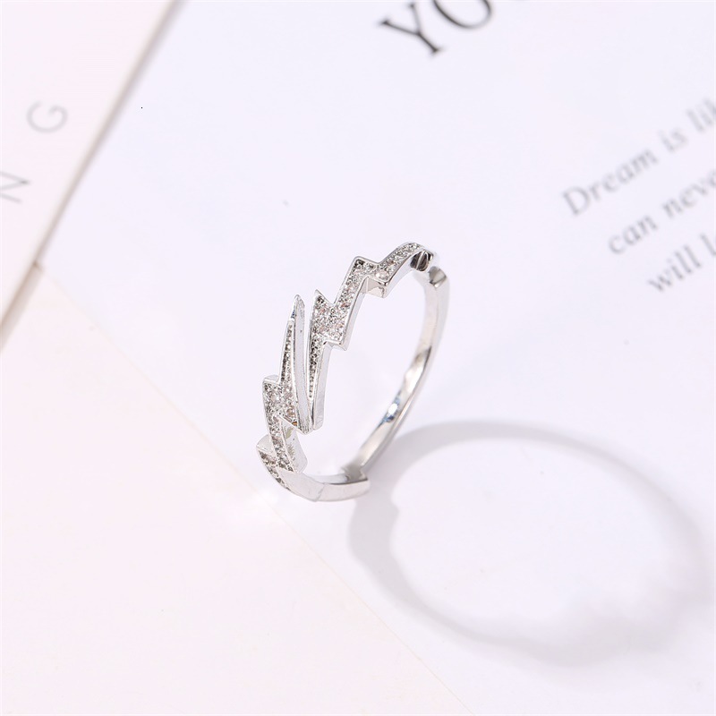 Korean Style Hot-Selling Creative Irregular Geometric Zircon Lightning Open Ring Jewelry
