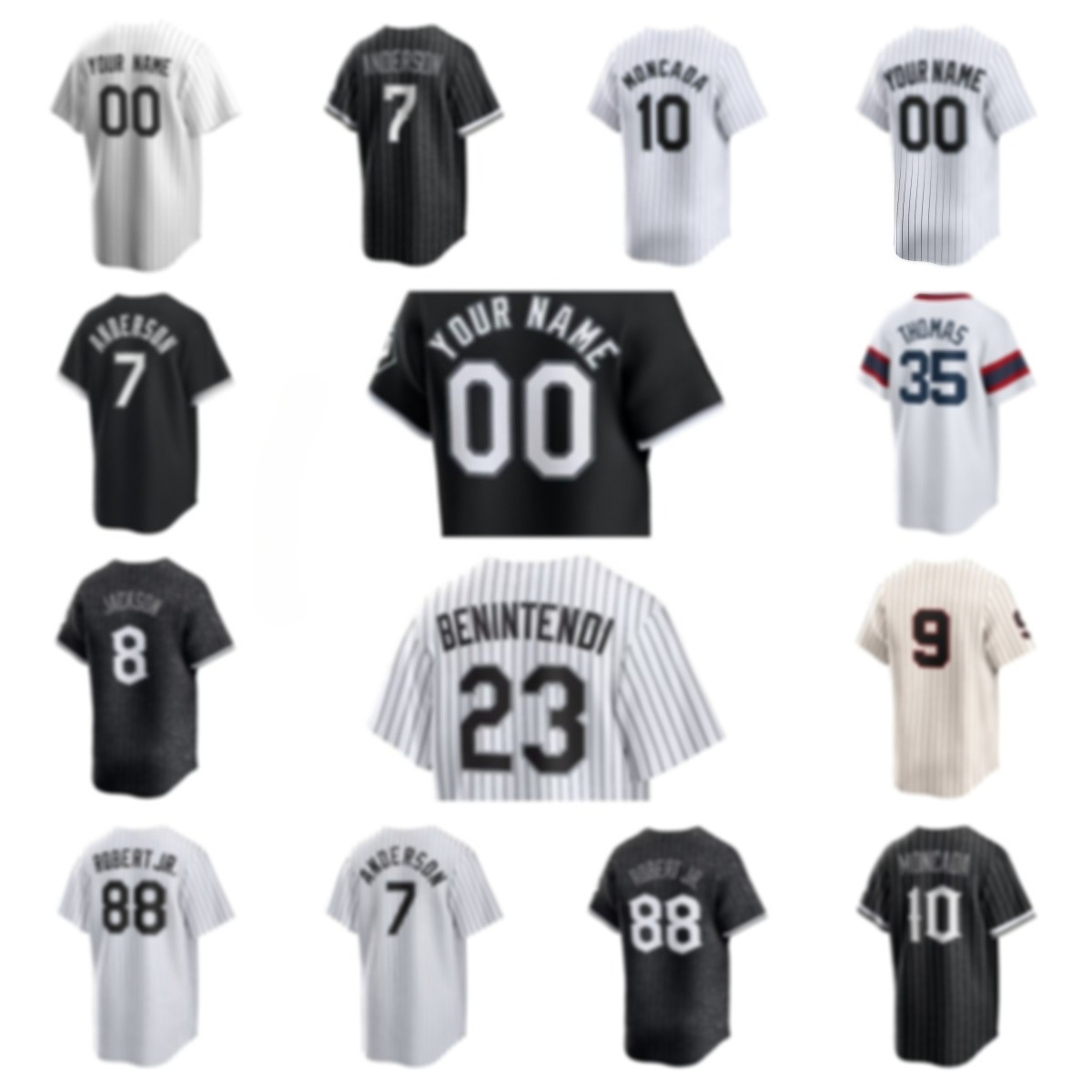 MLB Men Women Youth Chicago''White''Sox''Luis Robert Jr. Minnie Minoso Yoan Moncada Bo Jackson Frank Thomas Connect Limited Player Baseball Custom Jersey
