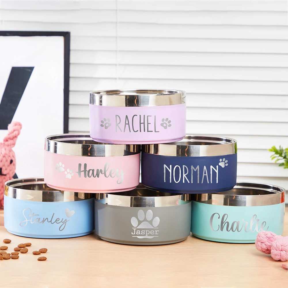 Custom Stainless Steel Dog Cat Bowl Double Vacuum Feeding Pet Bowl Large Capacity Dog Food Water Bowl Dog Accessories Puppy J251113