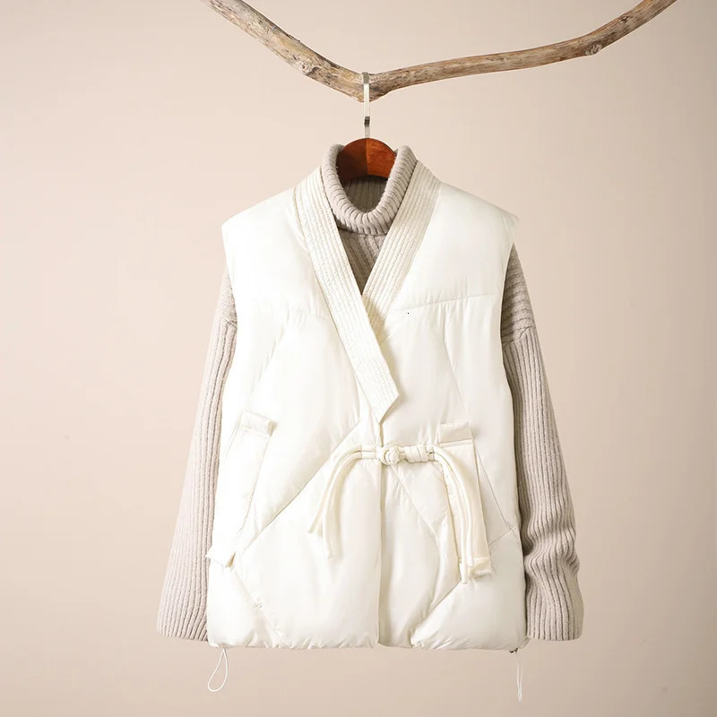 Cotton Down Winter Womens Vest Thicken Vneck Sleeveless Puffer Jacket Padded Female Warm Outerwear Women Clothing 251029