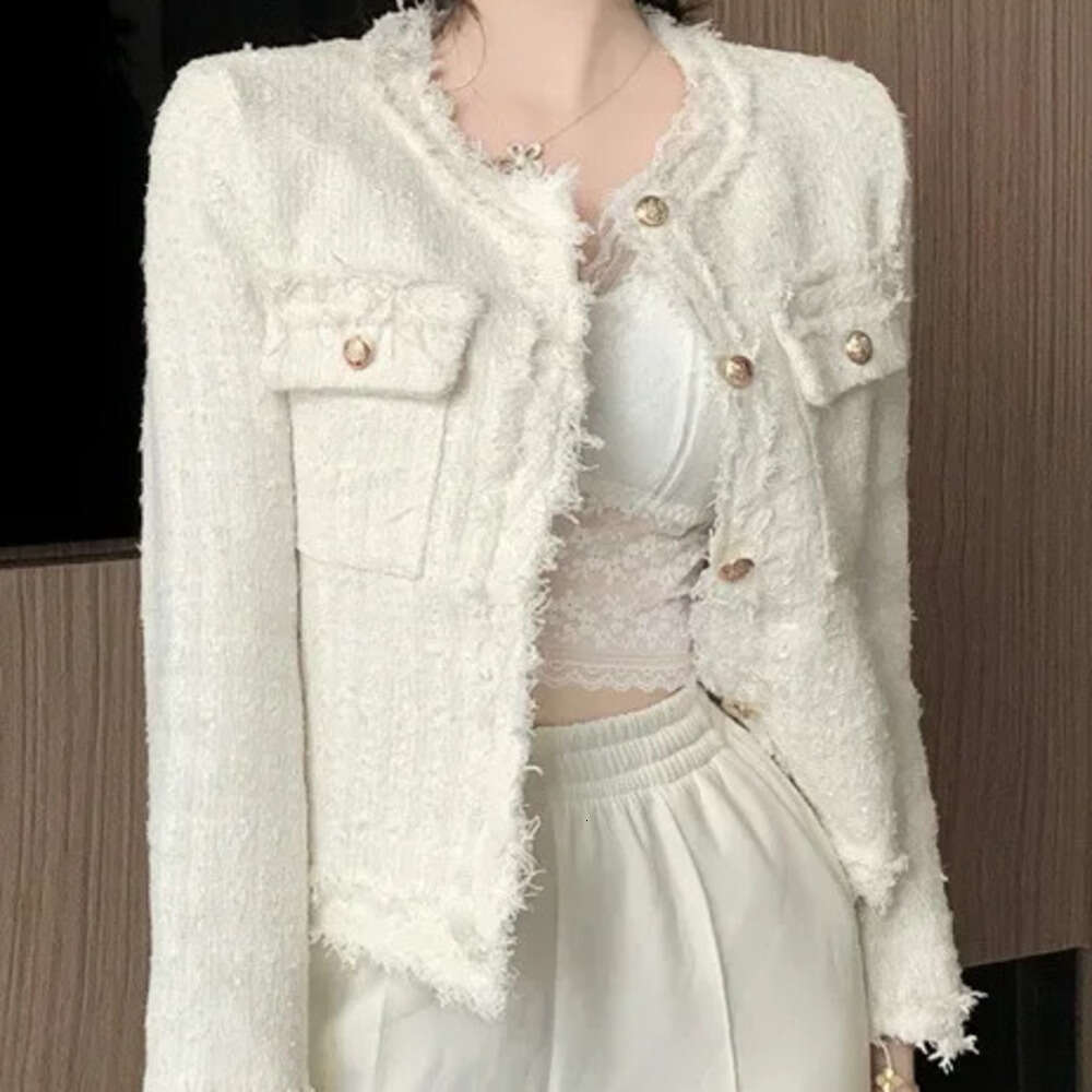 Elegant Slimming Top French Style Socialite Tweed Cropped Jacket Women's Spring Design Sensibility Long Sleeve Cardigan
