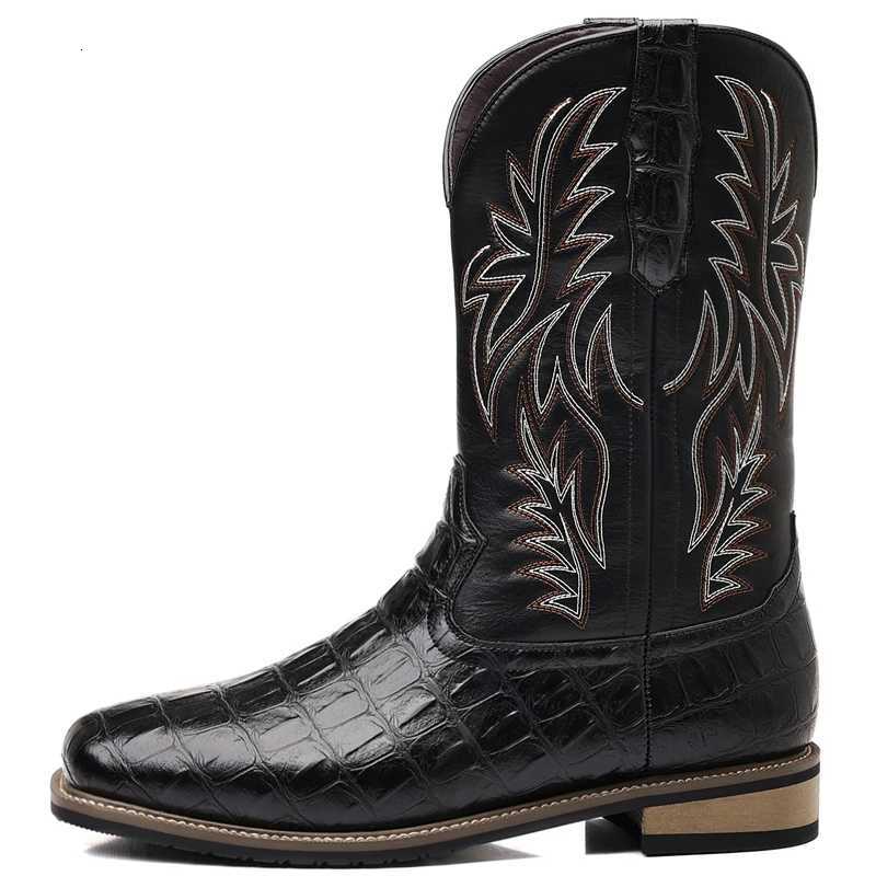 Retro wide toe Western cowboy boots highquality Mens boots Male shoes adult embroidery MidCalf boots Knight Cowboy Boots 2025 Z251029