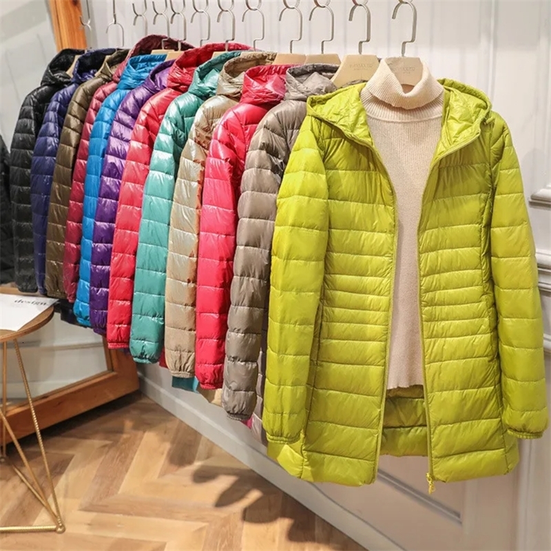 Light Down Coat Female Long Warm Down Coat with Portable Storage Bag Women Down Jacket Ladies Overcoats HipLength High Street 251029