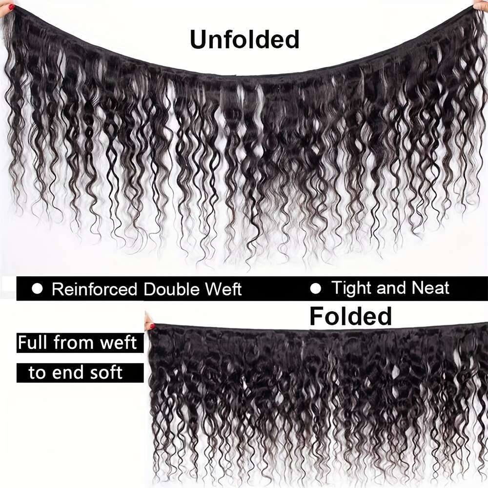 Brazilian Virgin Human Hair Deep Wave Bundles With 13X4 Transparent Lace Frontal Closure