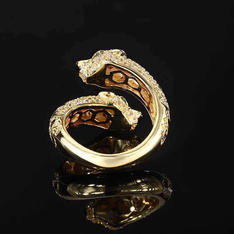 2024 New Jewelry European and American Retro Leopard Ring Fashion Personality Diamond S925 Silver Plated 18K GoldW251030