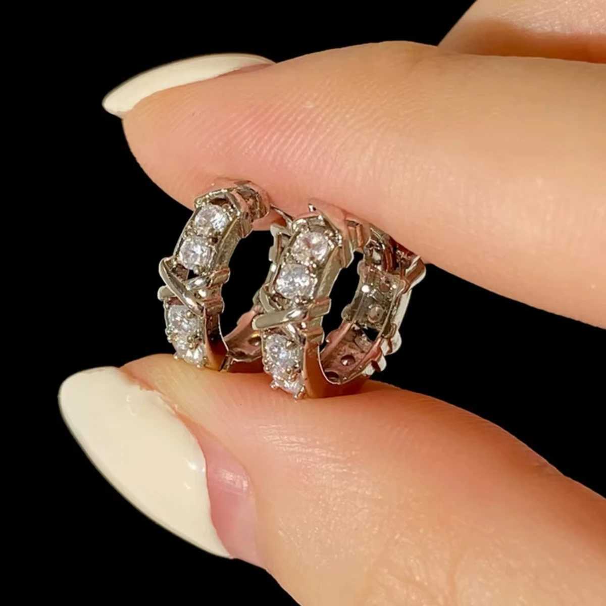 Korean Fashion Simple Zircon Hoop Earrings For Woman Exquisite Small Circle Earring Ladies Party AccESSoriesW251030