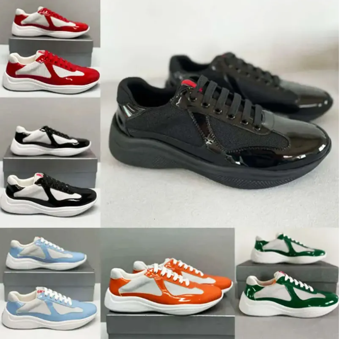 Americas Cup Designer Shoes Luxury Sneakers Mens Trainers Womens Casual Shoes High quality Patent Leather nylon Mesh outdoor Shoes out of office sneaker 35-48