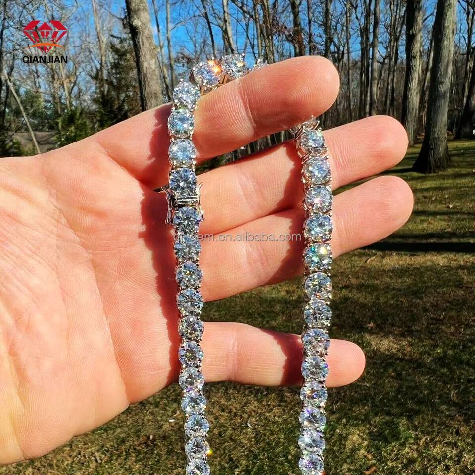 Hot Sale Moissanite Tennis Necklace Pass Diamond Test 3mm 4mm 925 Silver Iced Out VVS Moissanite Diamond Tennis Chain Necklace