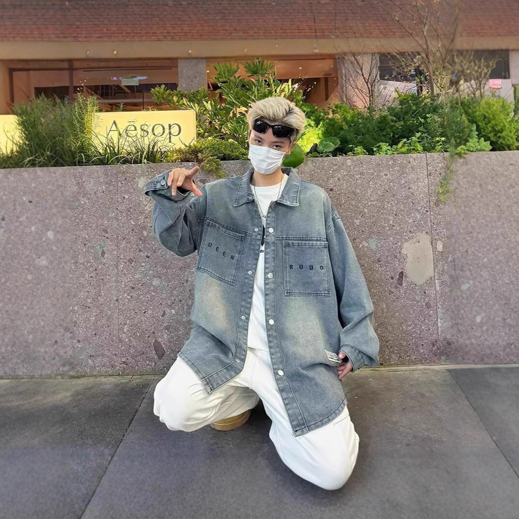 American High Street Denim Men's Jacket 2025 Spring And Autumn New High-end Niche Turn-down Designer Coat Collar Casual Jacket