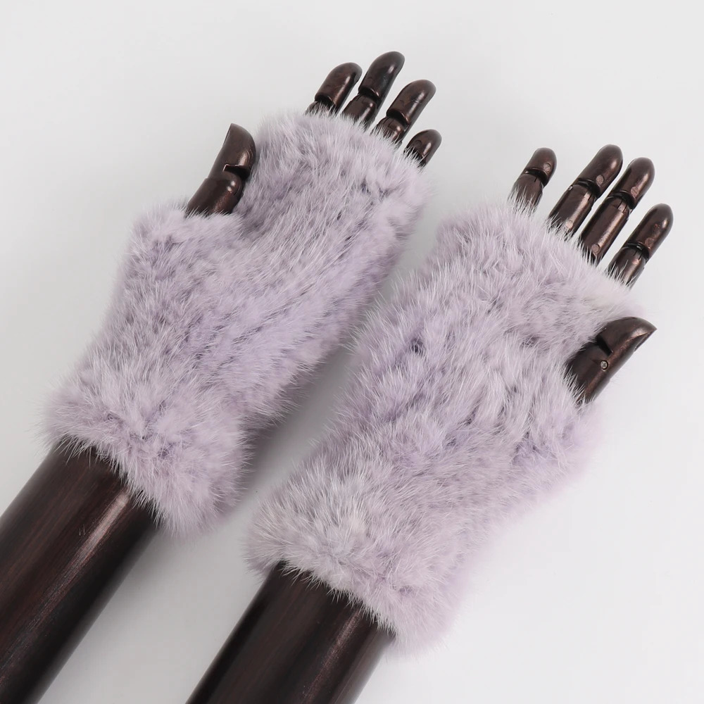 Women Winter Real Mink Fur Gloves 100 Natural Warm Mink Fur Fingerless Gloves Girls Knitted Genuine Mink Fur Mittens 251028