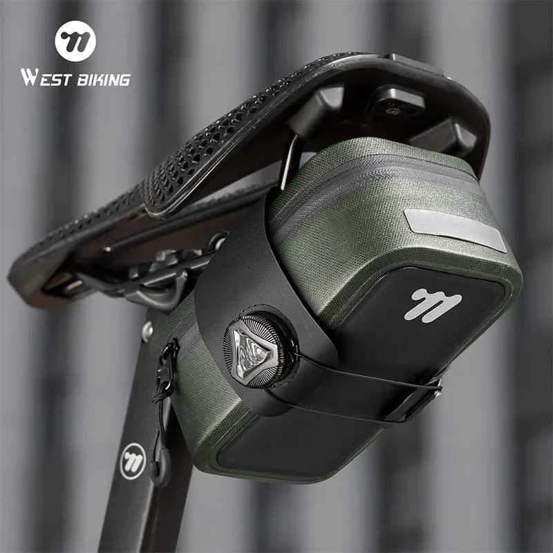 WEST BIKING Bicycle Saddle Bag 600D TPU Seamless Waterproof WearResistant Rotating Lacing Mini Saddlebag Bike Accessory H251029