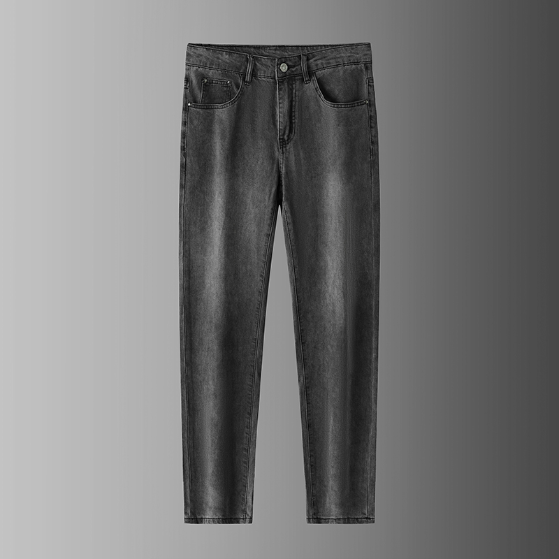 Trendy Design Slim-Fit Straight-Leg Jeans in Black-Gray 518