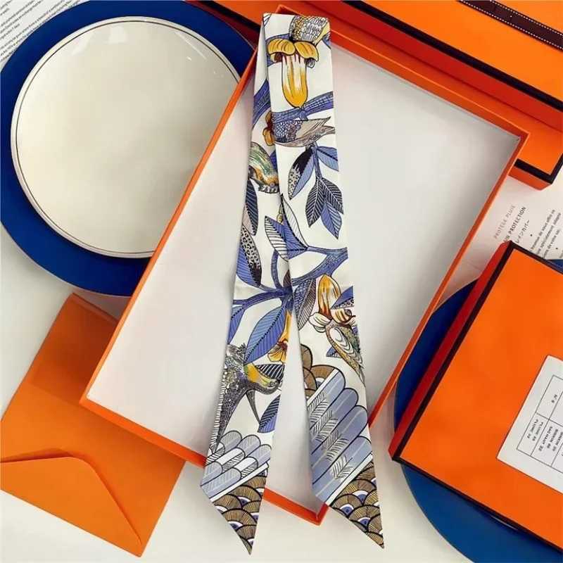 100 Silk High Quality Luxury Brand Scarf Women Headband Hair Band Foulard Tie Ribbon Neckerchief Skinny Scarves AccessoriesW251029