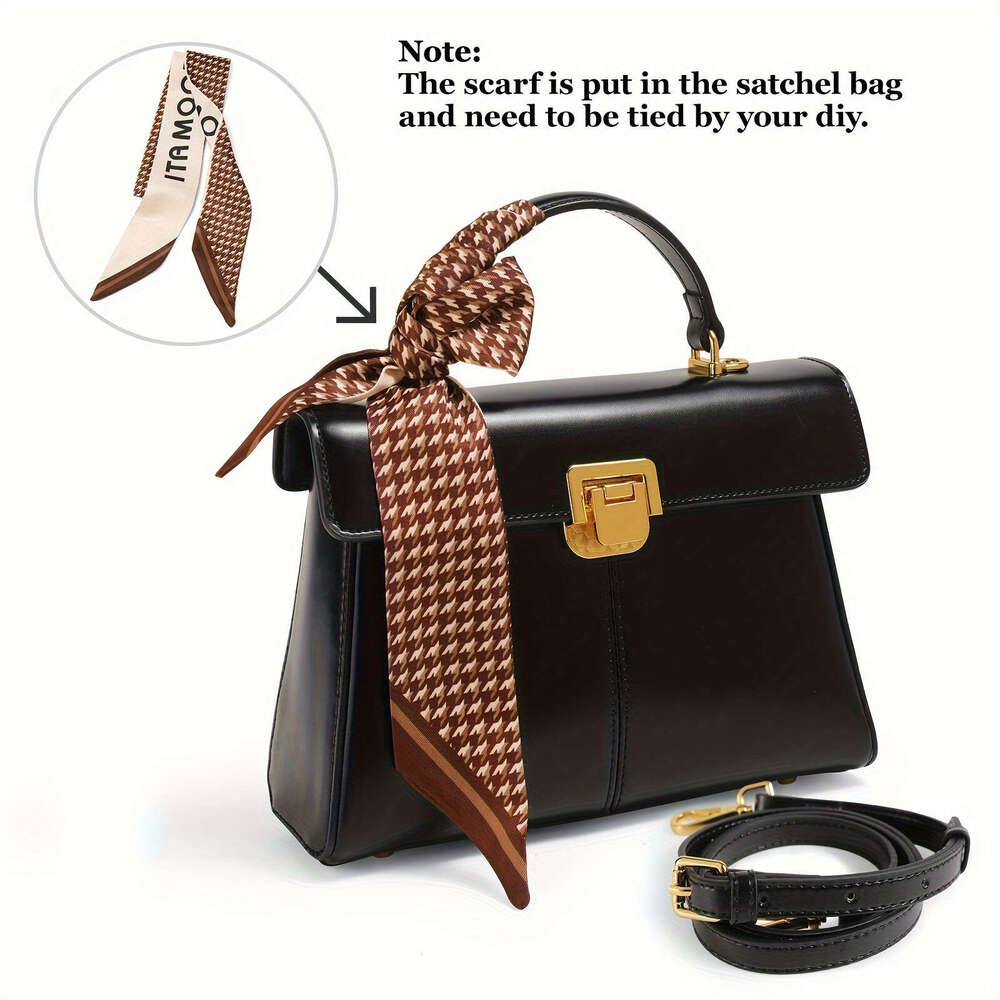 Women Black, Red, White, Brown Solid Color Satchel Purse With Shoulder Strap And Metal 2025