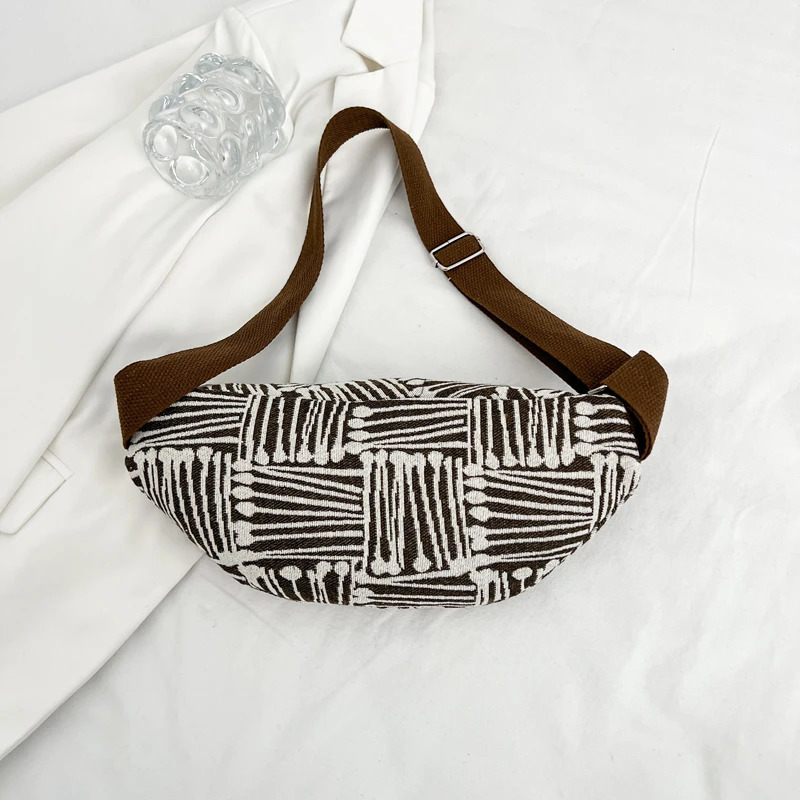 Geometry canvas Waist Bag Street Trend Fanny Pack Woman Chest Pack Exercise Belt Bag Fashion Female Shoulder Crossbody Bags 251030