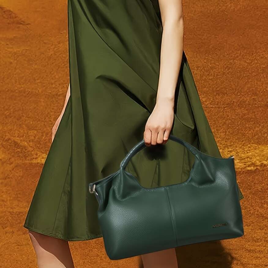 Elegant Genuine Leather Handbag For Women Shoulder Satchel With Adjustable Strap, Top Handle, And Secure Zipper Closure, Black 2025