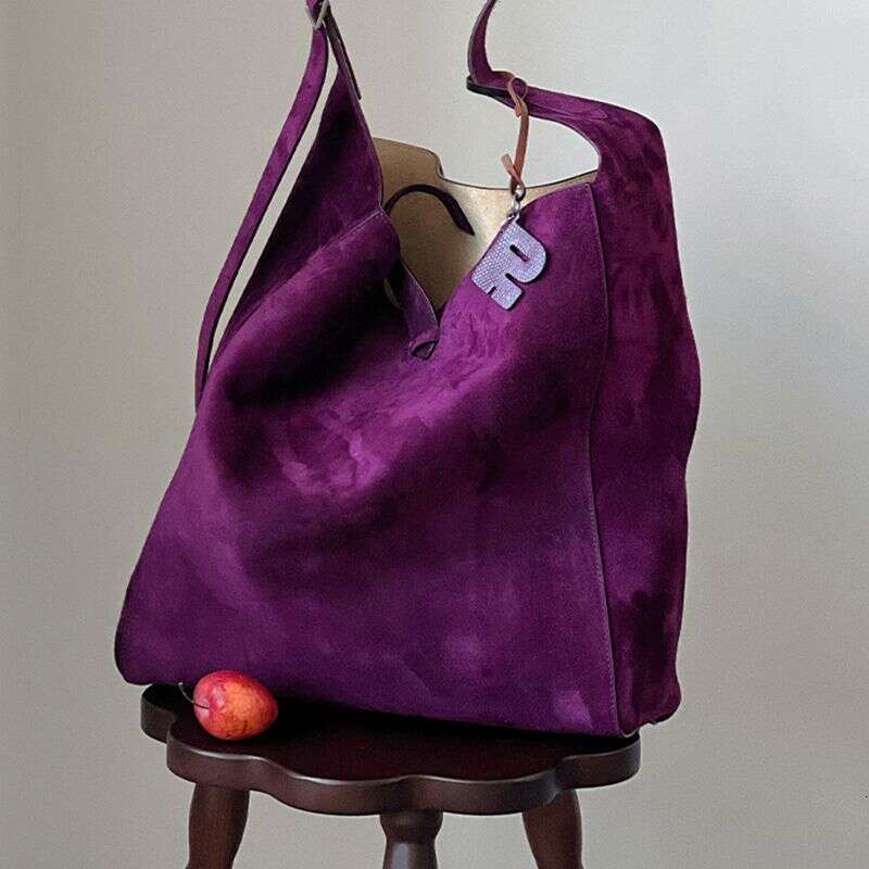 Designer Bag Tote Bag Shoulder Bag Single Shoulder Underarm Purple Suede Tote Women 2025 New High-End Commuting Bucket Bag For Autumn