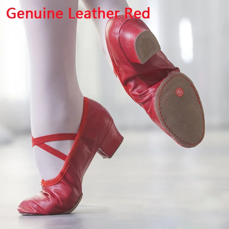 Quality Leather Ballet Dancing Shoes For Women Low Heel Genuine Leather Girls Ballet Jazz Dance Shoes Belly Yoga Teacherss Shoe 251023
