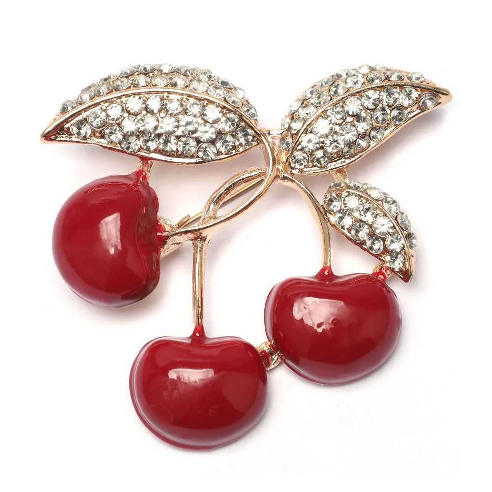 Fashion Baroque Style Bird Cherry Badge Retro Flower Crystal Pin Metal Accessories Jewelry Gifts Y251029