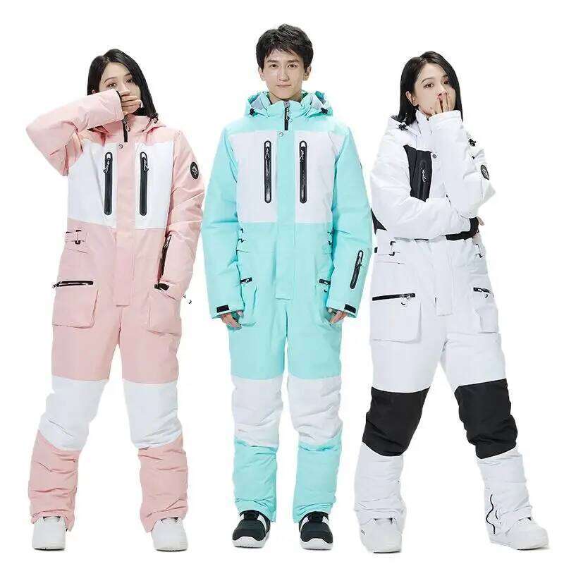 Snowboard New One-Piece Jumpsuit Men's And Women's Winter Windproof Waterproof Warm Thickened Veneer Double Board Ski Suit
