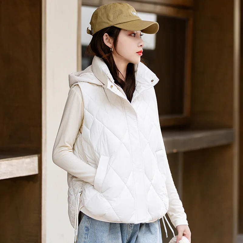 Down Cotton Vest Women Parka Short Autumn Winter Jacket Coat Korean Hooded Sleeveless Jacket Warm Female Waistcoat Tops 251024
