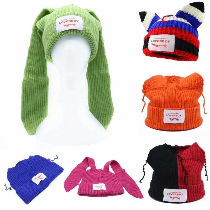 NEW Cute Fashion Hooded Lover Boy Ear Knit Doublelayer Warm Fox Ear Woolen Hat Niche Design Hiphop Personality Cold Hat Y2kXJ251030