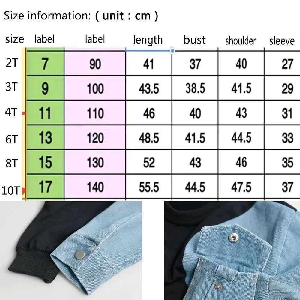 Boys Denim Sweatshirt Kids Stitching Sleeved Loose Sweater Casual Hoodies 2025 Spring Autumn Childrens Street Style ClothingT251030