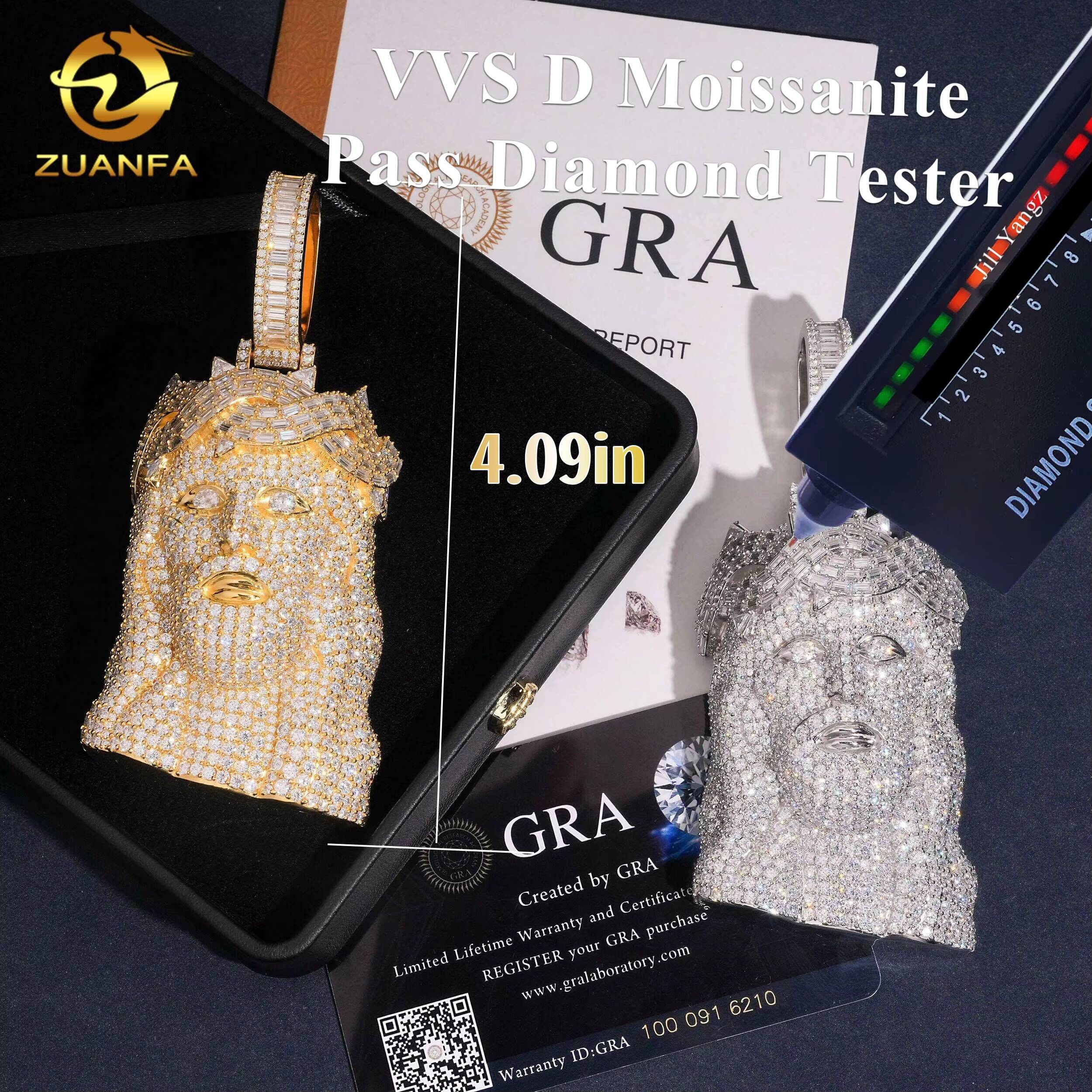 New Stocks 4in Tall Jesus Pendant Moissanite Pendant Men Iced Out Jewelry Rapper Jesus Piece Custom Moissanite Pendant