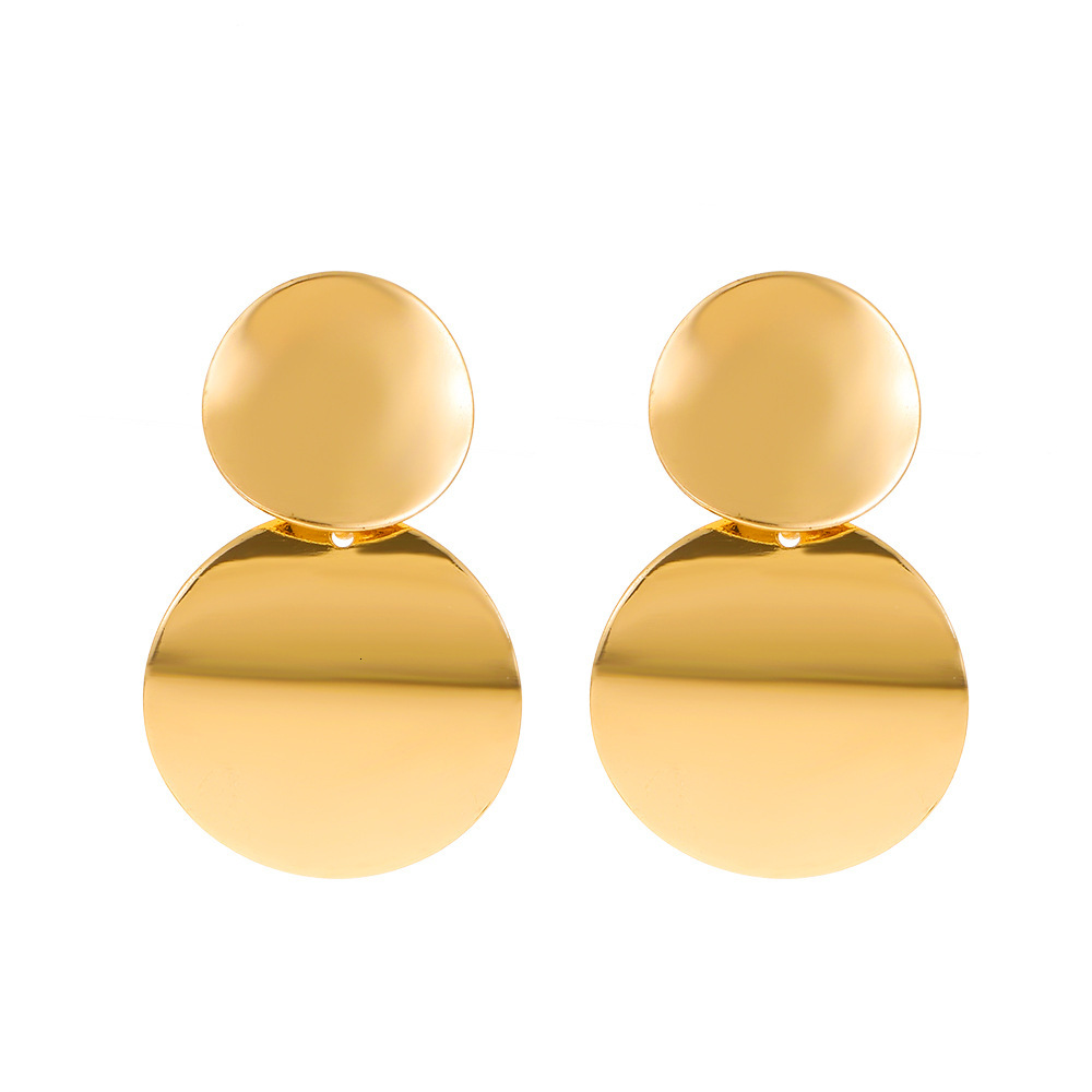 Round Alloy Stud Ins Style Three-Dimensional Glossy Fashionable Versatile Trendy Drop Earrings Jewelry