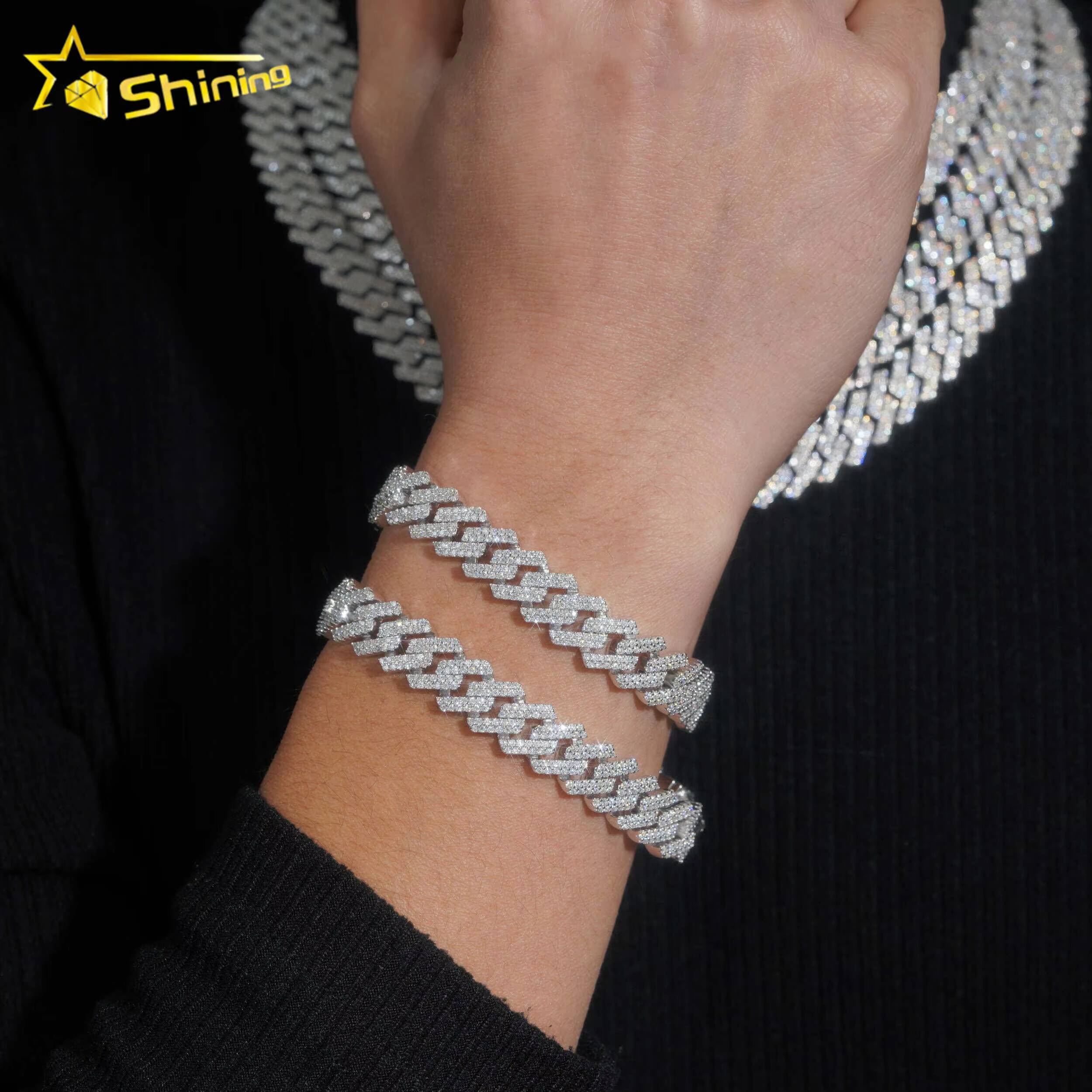 Fast Shipping 12mm Chain 925 Sterling Silver Gold Plated Hip Hop VVS D Color Moissanite Cuban Link Chain
