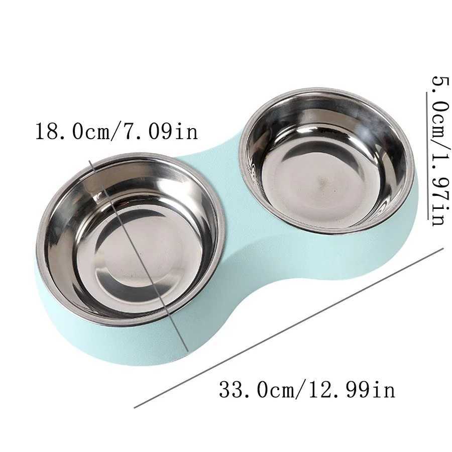 Double Pet Food Bowl Stainless Steel Drinkware Pet Drinking Food Dog Food Puppy Feeding Supplies Kitten Food Water Accessories J251113