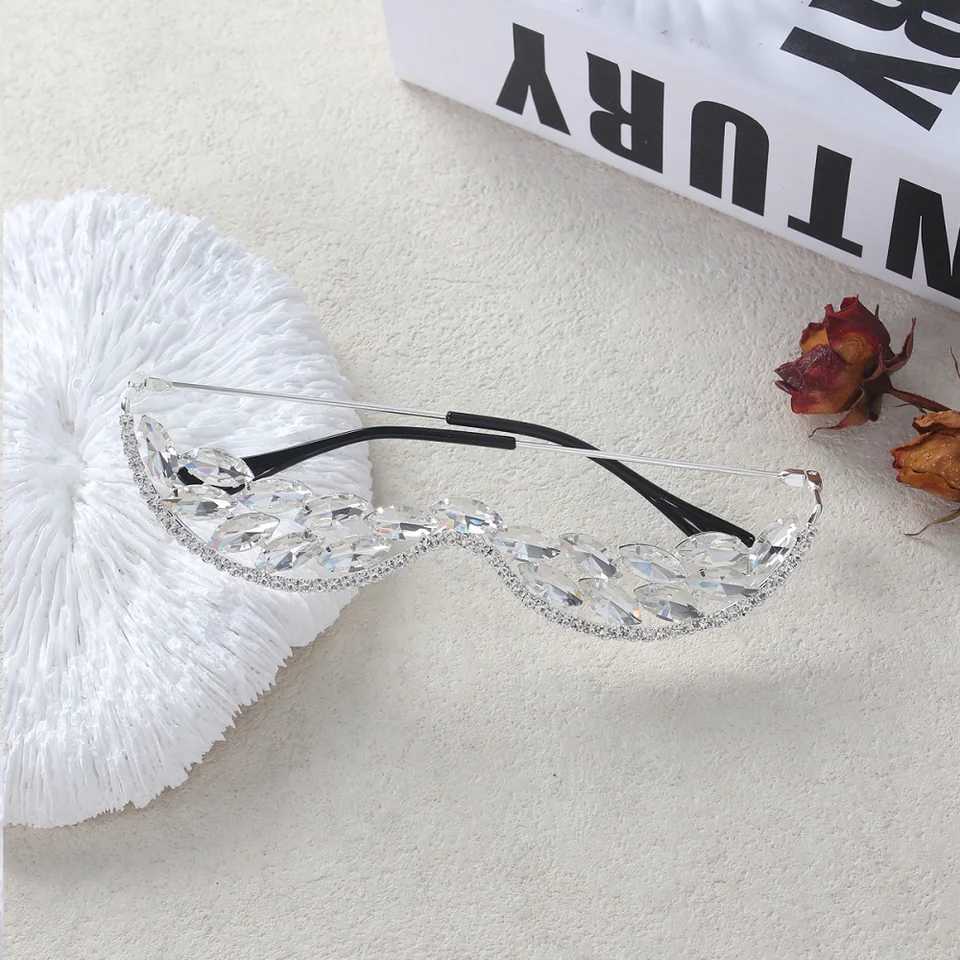 2025 Ins Fashion Rhinestone Face Accessories Bridal Gifts Bling Crystal Geometric Sunglasses Frame for Women Party JewelryW251029