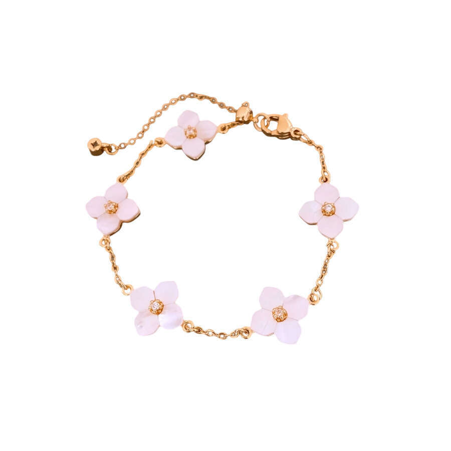 Bracelet Designer luxury bangle Real Gold Plated Zircon Mother-of-Pearl Flower Light High-End Exquisite Bracelet Design Sense Niche Jewelry