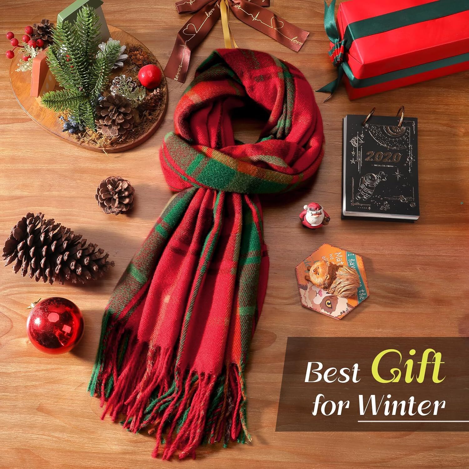 Custom Womens Winter Scarf Fashion Cashmere Feel Plaid Scarfs for Women Pashmina Shawls and Wraps Long Blanket Scarf