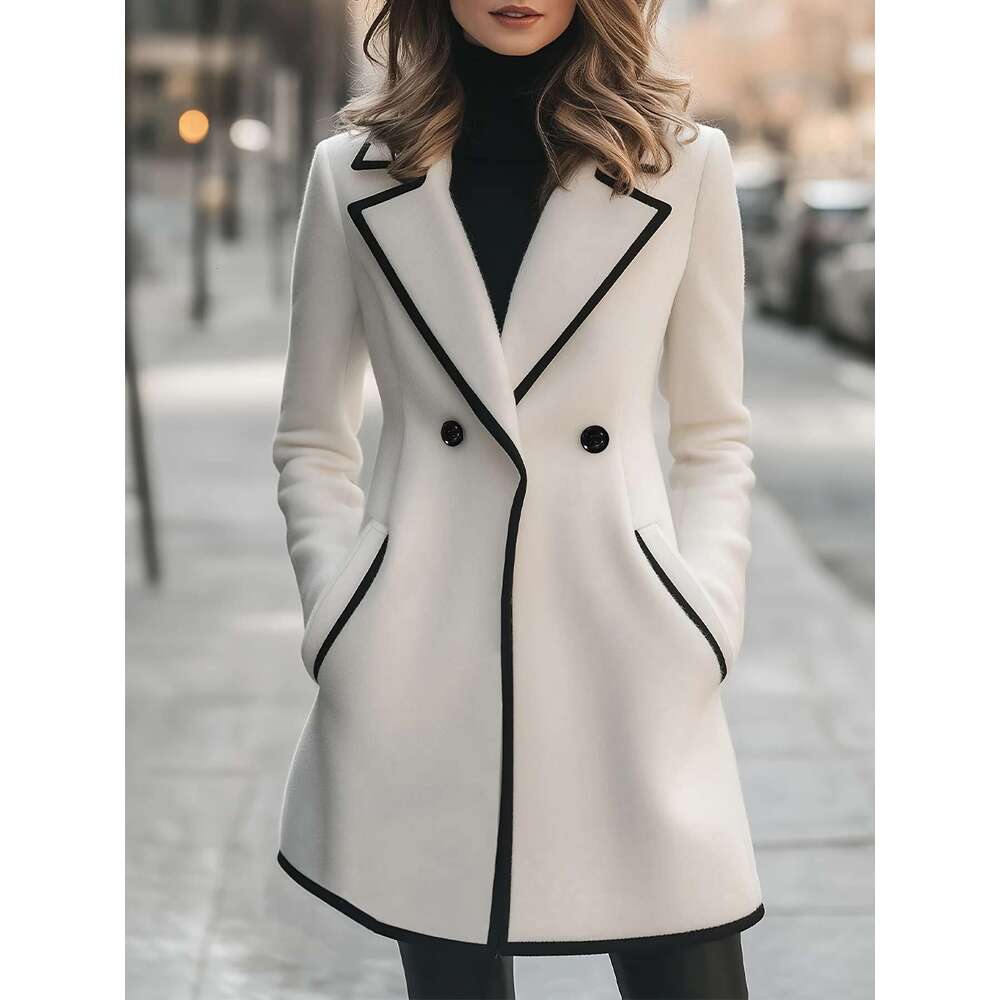 Women S Elegant Heavyweight Tweed Coat Winter Formal Casual Structured H Silhouette Long Jacket For Cold Weather Non Stretch Outerwear Hand Wash Dry C