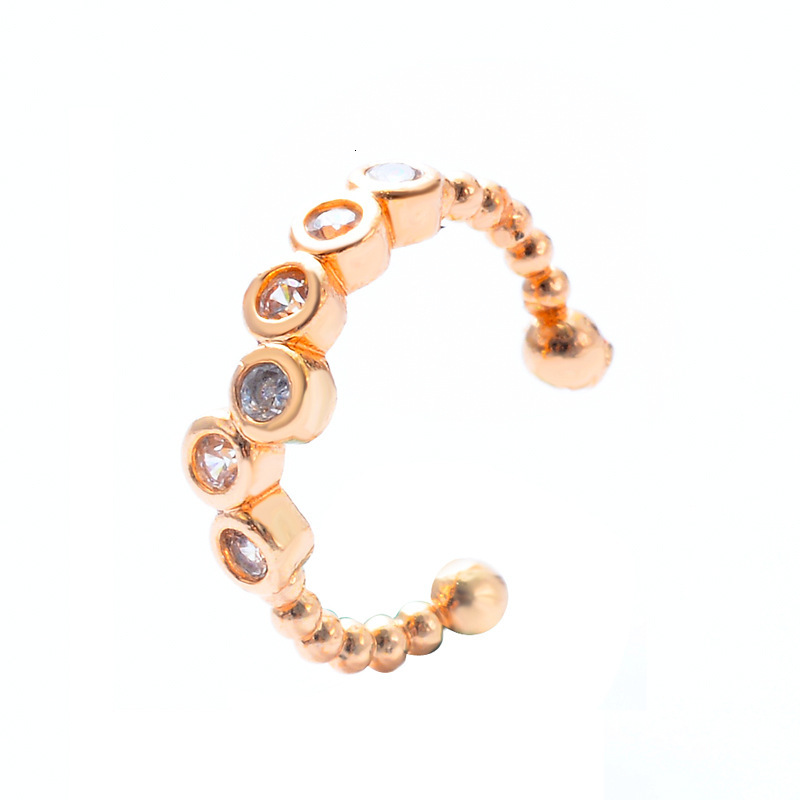 Korean Style Simple Sweet U-Shaped Earrings with Rhinestones Non-Pierced Clips Fashionable Versatile Beaded Women's Ear Cuffs