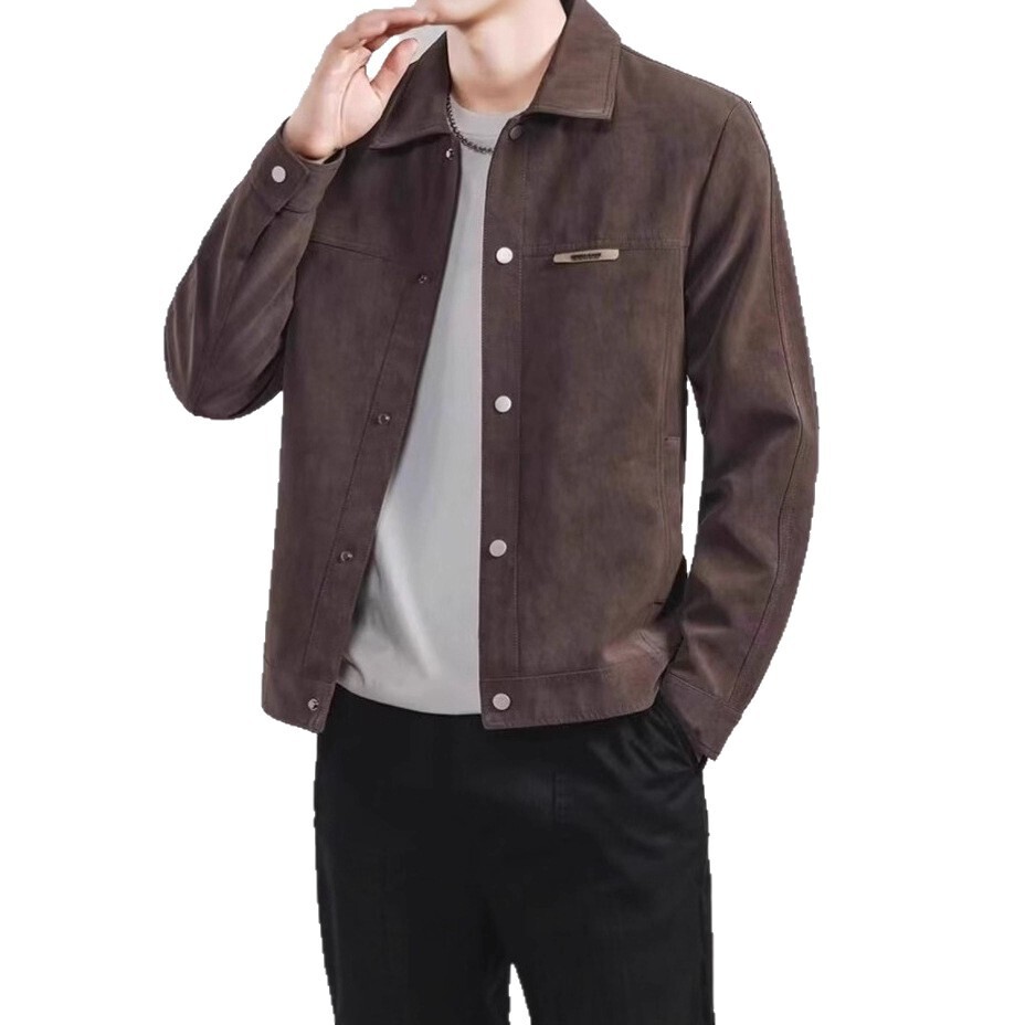 Spring And Autumn New Trendy Brand Cool High-end Suede Jacket Men's Casual Designer Jacket Slim Fit Versatile Turn-down Collar American Style Jac